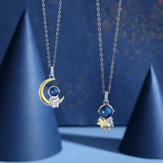 Collar de Pareja Astronauta en Plata Esterlina - Cadena para el Pecho - Image 11