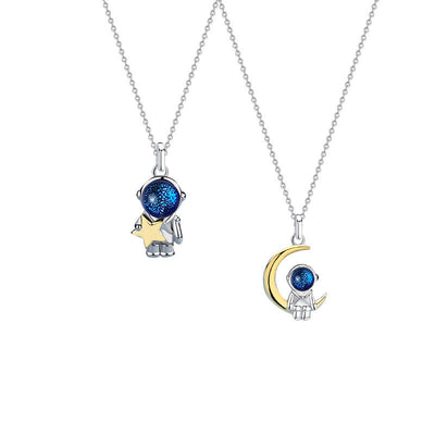 Collar de Pareja Astronauta en Plata Esterlina - Cadena para el Pecho - Image 4