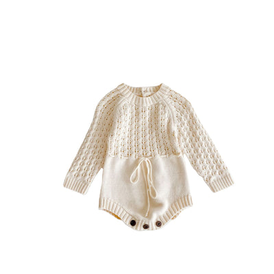 Vestido Niña Tejido Calado con Cintura Ajustada y Mangas Largas - Image 3