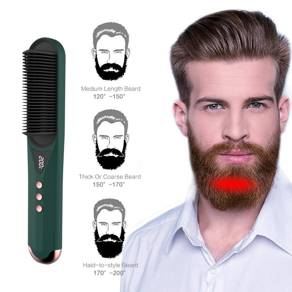 Peine Alisador de Barba con Calor - Rizador Profesional 3 en 1