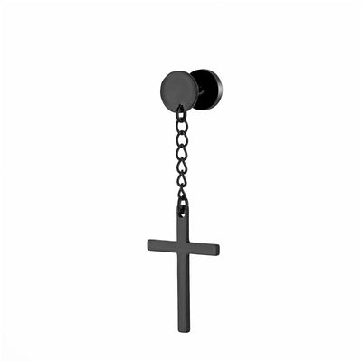 Aretes de Acero Titanio con Dije Pesa Cruzada para Hombre - Image 10