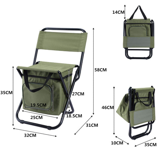 Silla de Camping Plegable con Mochila Térmica y Bolsa Enfriadora Portátil - Image 7