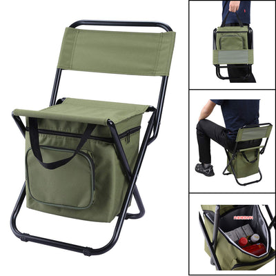 Silla de Camping Plegable con Mochila Térmica y Bolsa Enfriadora Portátil - Image 5