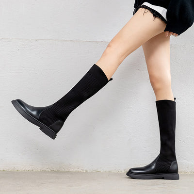 Botas Altas de Cuero Over the Knee - Efecto Adelgazante con Base Plana - Image 12