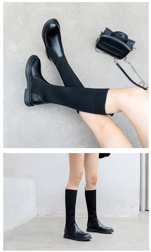 Botas Altas de Cuero Over the Knee - Efecto Adelgazante con Base Plana - Image 14