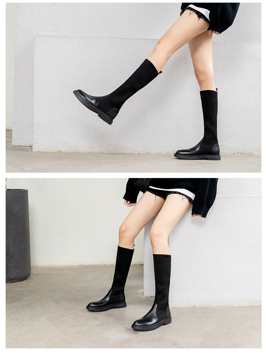 Botas Altas de Cuero Over the Knee - Efecto Adelgazante con Base Plana - Image 13