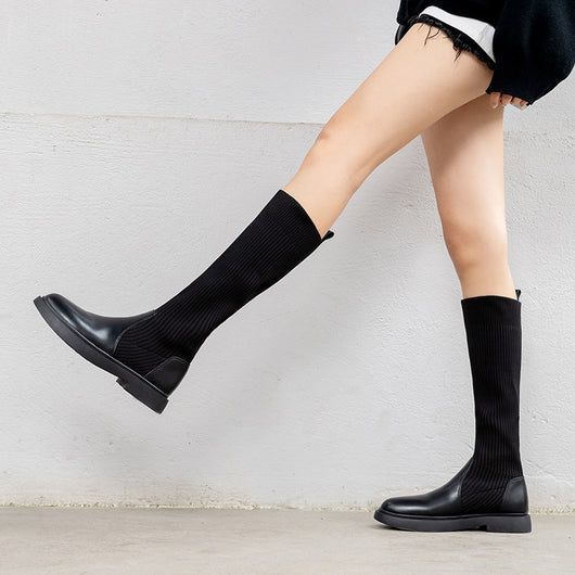 Botas Altas de Cuero Over the Knee - Efecto Adelgazante con Base Plana - Image 6