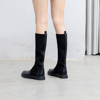 Botas Altas de Cuero Over the Knee - Efecto Adelgazante con Base Plana - Image 3