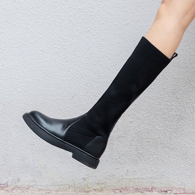 Botas Altas de Cuero Over the Knee - Efecto Adelgazante con Base Plana - Image 4