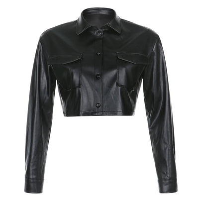 Chaqueta de Cuero Locomotora Oversized con Bolsillos Grandes y Solapa Clásica - Image 22