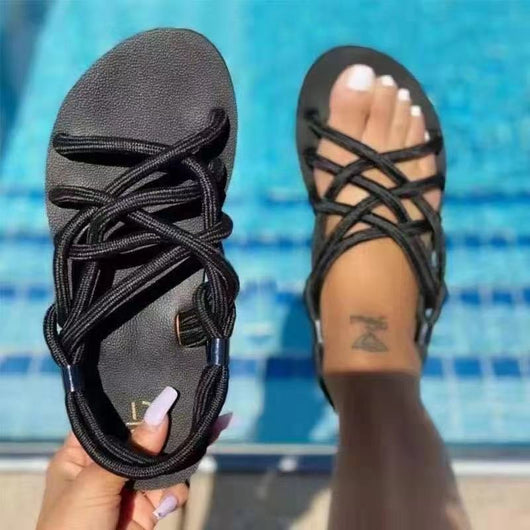 Sandalias de Playa Mujer con Suela Plana y Punta Redonda