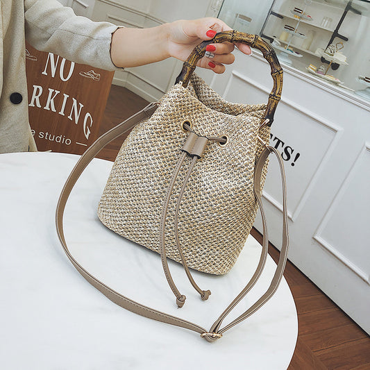 Bolso Tejido de Bambú para Mujer - Bandolera Diagonal Estilo Artesanal