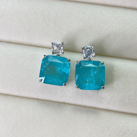 Aretes de Plata 925 con Paraiba Azul para Mujer - Image 2