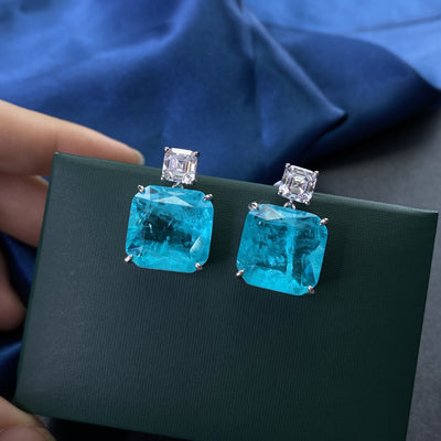 Aretes de Plata 925 con Paraiba Azul para Mujer - Image 9