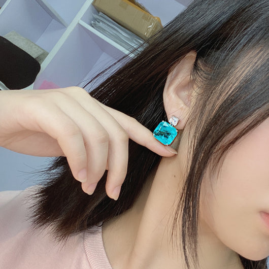 Aretes de Plata 925 con Paraiba Azul para Mujer - Image 8