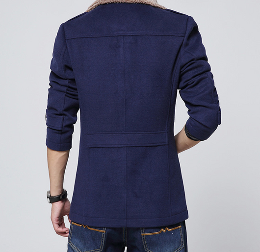 Abrigo Slim-Fit Premium de Lana de Cordero con Forro Velvet - Cortavientos Coreano para Hombre - Image 3