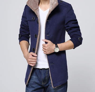 Abrigo Slim-Fit Premium de Lana de Cordero con Forro Velvet - Cortavientos Coreano para Hombre - Image 6