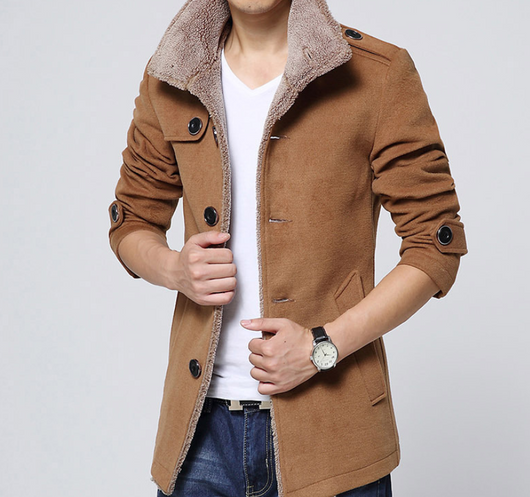 Abrigo Slim-Fit Premium de Lana de Cordero con Forro Velvet - Cortavientos Coreano para Hombre - Image 4