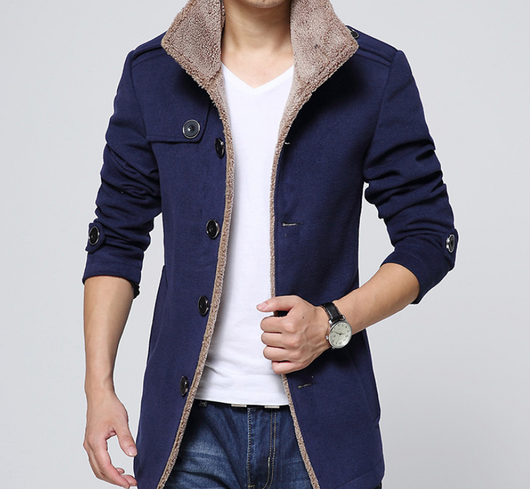 Abrigo Slim-Fit Premium de Lana de Cordero con Forro Velvet - Cortavientos Coreano para Hombre - Image 5
