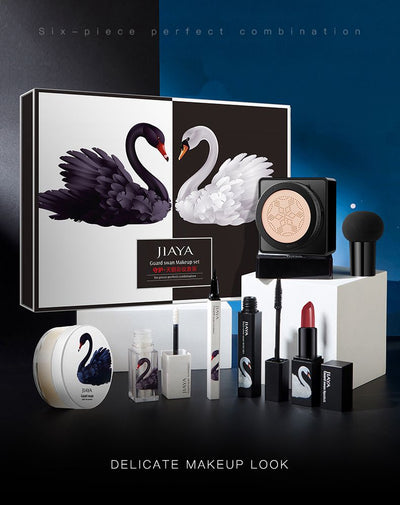 Set de Maquillaje Cisne Blanco y Negro - Kit Completo 7 Piezas con BB Cream, Polvo y Labial - Image 6