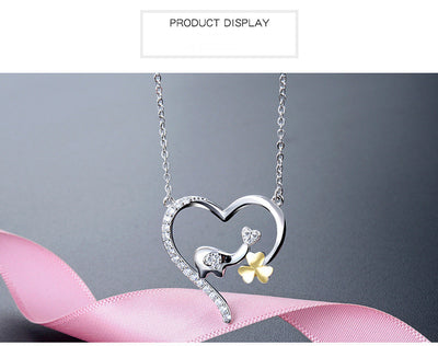 Collar Colgante Elefante Trébol en Corazón Plata 925 con Circonita para Mujer - Image 6