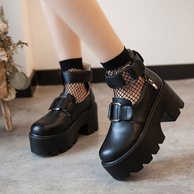 Zapatos Lolita Retro con Tacón Grueso y Punta Redonda - Image 9