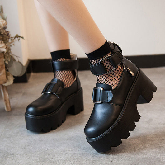 Zapatos Lolita Retro con Tacón Grueso y Punta Redonda - Image 5