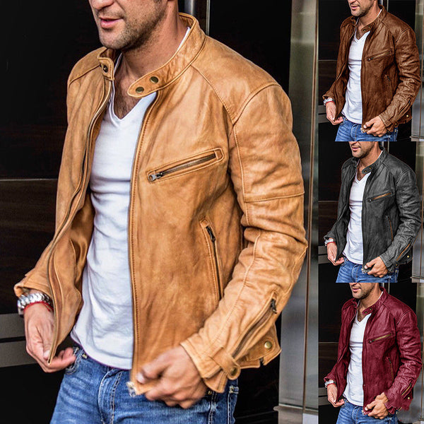 Chaqueta de Cuero para Motociclista Estilo Punk