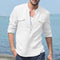 Polo Casual de Algodón y Lino - Manga Larga Slim Fit