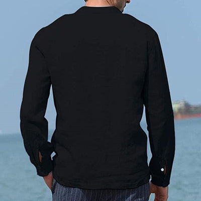 Polo Casual de Algodón y Lino - Manga Larga Slim Fit - Image 5