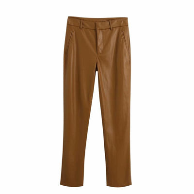 Pantalones de Cuero Sintético Lisos para Mujer - Estilo Moderno - Image 6