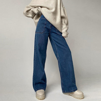 Pantalones Vaqueros Rectos de Cintura Alta con Bolsillos Parche - Image 9