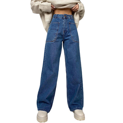 Pantalones Vaqueros Rectos de Cintura Alta con Bolsillos Parche - Image 8