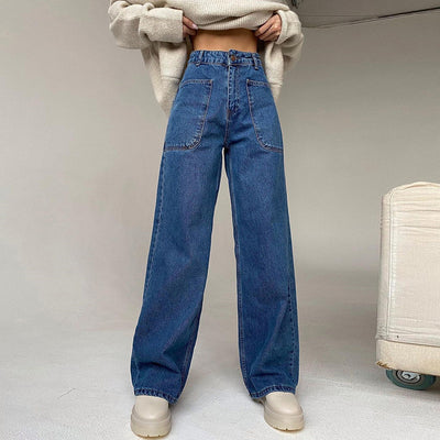 Pantalones Vaqueros Rectos de Cintura Alta con Bolsillos Parche - Image 11