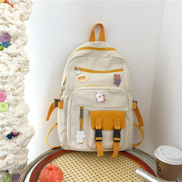 Mochila Escolar Vintage Japonesa Pequeña con Combinación de Colores para Estudiantes