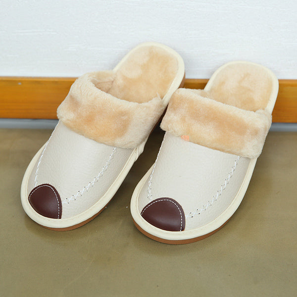 Pantuflas de Cuero con Suela Gruesa Antideslizante para el Hogar