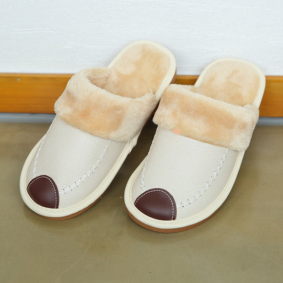 Pantuflas de Cuero con Suela Gruesa Antideslizante para el Hogar