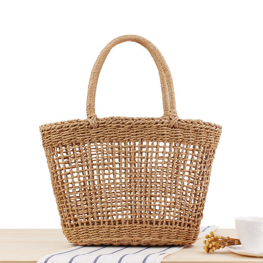 Bolsa de Playa Tejida Hueca - Estilo Rústico para Vacaciones
