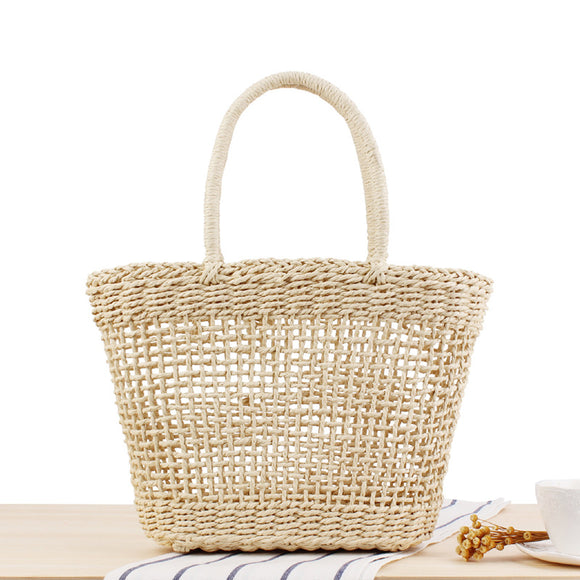 Bolsa de Playa Tejida Hueca - Estilo Rústico para Vacaciones