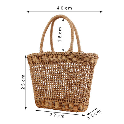 Bolsa de Playa Tejida Hueca - Estilo Rústico para Vacaciones - Image 4