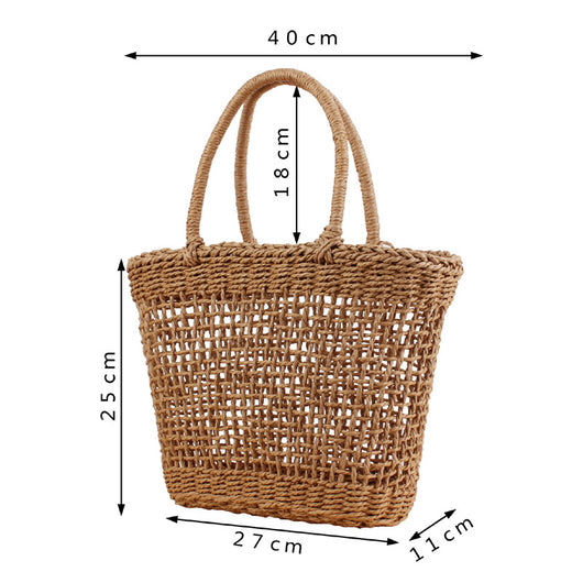 Bolsa de Playa Tejida Hueca - Estilo Rústico para Vacaciones - Image 4