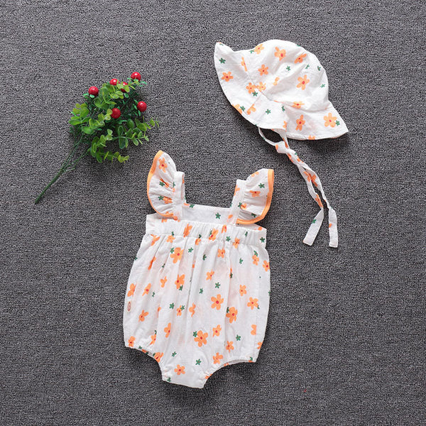 Enterizo Estampado Floral para Bebé - Romper Cómodo de Algodón Verano Estilo Coreano