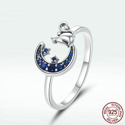 Anillo de Plata Gato Luna - Diseño Minimalista y Elegante