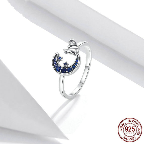 Anillo de Plata Gato Luna - Diseño Minimalista y Elegante