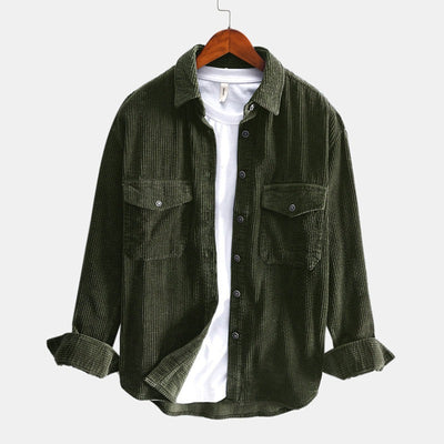 Camisa de Pana Gruesa para Hombre - Estilo Retro Manga Larga - Image 7