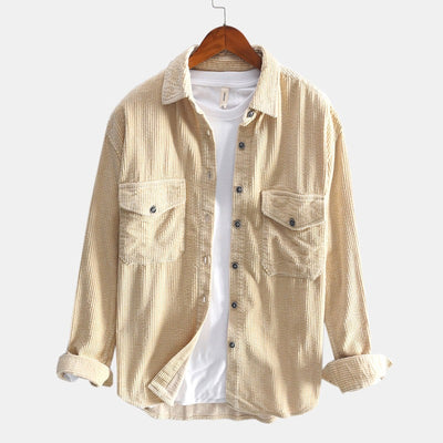 Camisa de Pana Gruesa para Hombre - Estilo Retro Manga Larga - Image 10