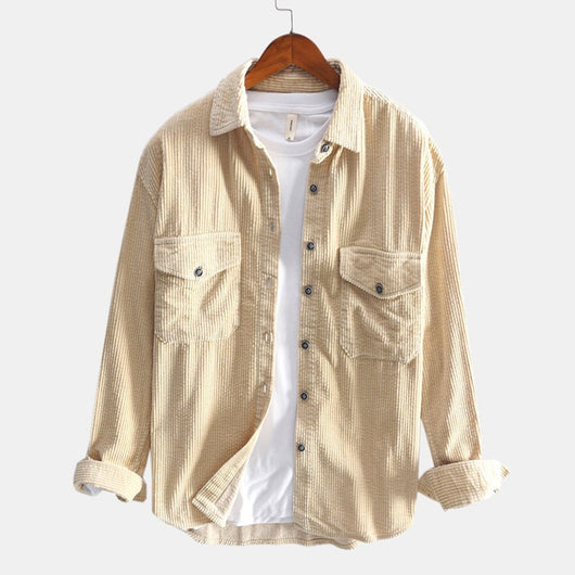 Camisa de Pana Gruesa para Hombre - Estilo Retro Manga Larga - Image 10