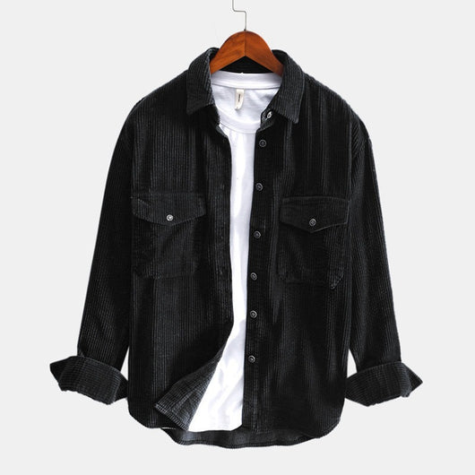 Camisa de Pana Gruesa para Hombre - Estilo Retro Manga Larga - Image 3