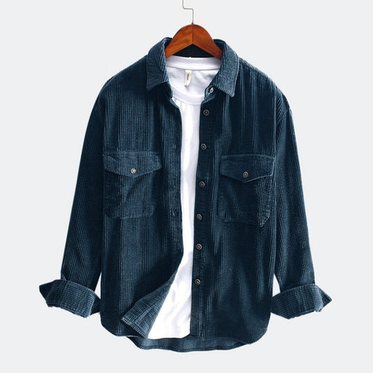 Camisa de Pana Gruesa para Hombre - Estilo Retro Manga Larga
