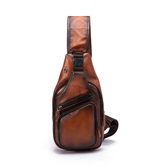 Bolsa Pecho Cuero Genuino para Hombre - Estilo Retro 8 Pulgadas Multifunción - Image 2
